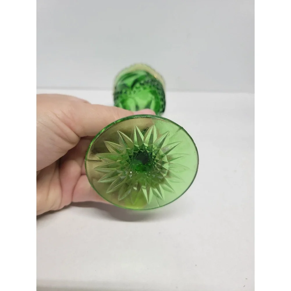 Antique Fair Memorabilia Souvenir Green Trumpet Vase 1907 Emerald Glass